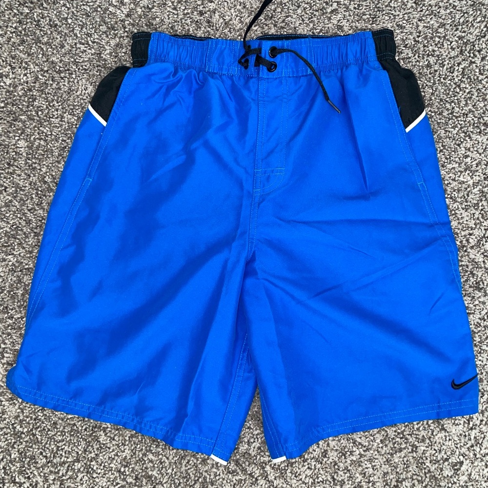 Vintage Nike Blue and Black Board Shorts Quick-Dry Swimwear